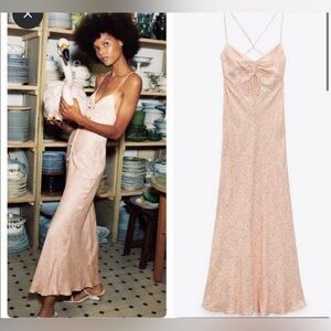 ZARA - FLORAL PRINT SLIP DRESS Daisy summer pink size xs